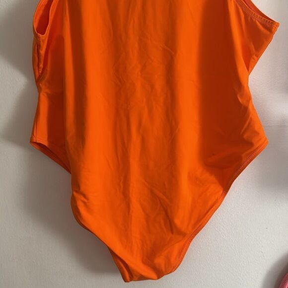 SKIMS Zip Front Sleeveless One Piece Orange NWT - Picture 5 of 9